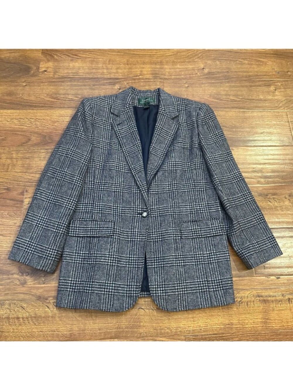 Lauren Ralph Lauren 100% wool plaid one button Blazer - Picture 2 of 7